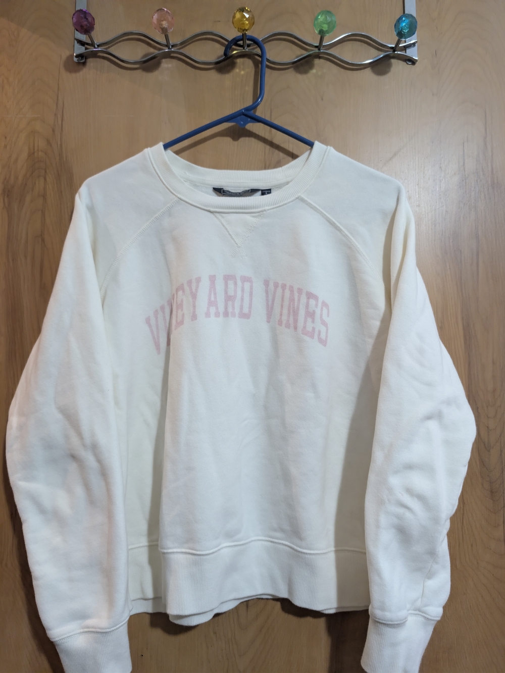 Vineyard Vines Cream Crewneck Sweatshirt - Light Pink Logo